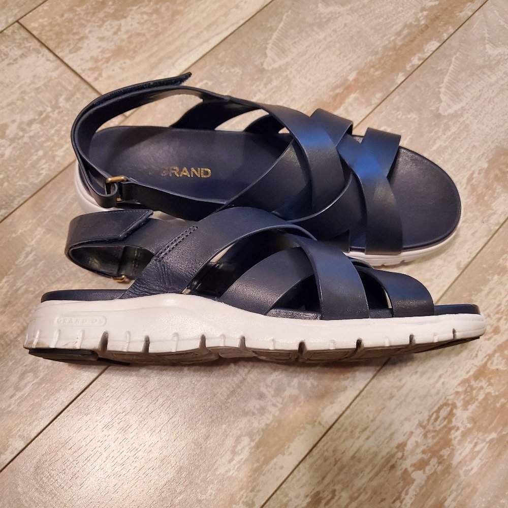 Cole Haan Navy and White Leather Sport Sandals